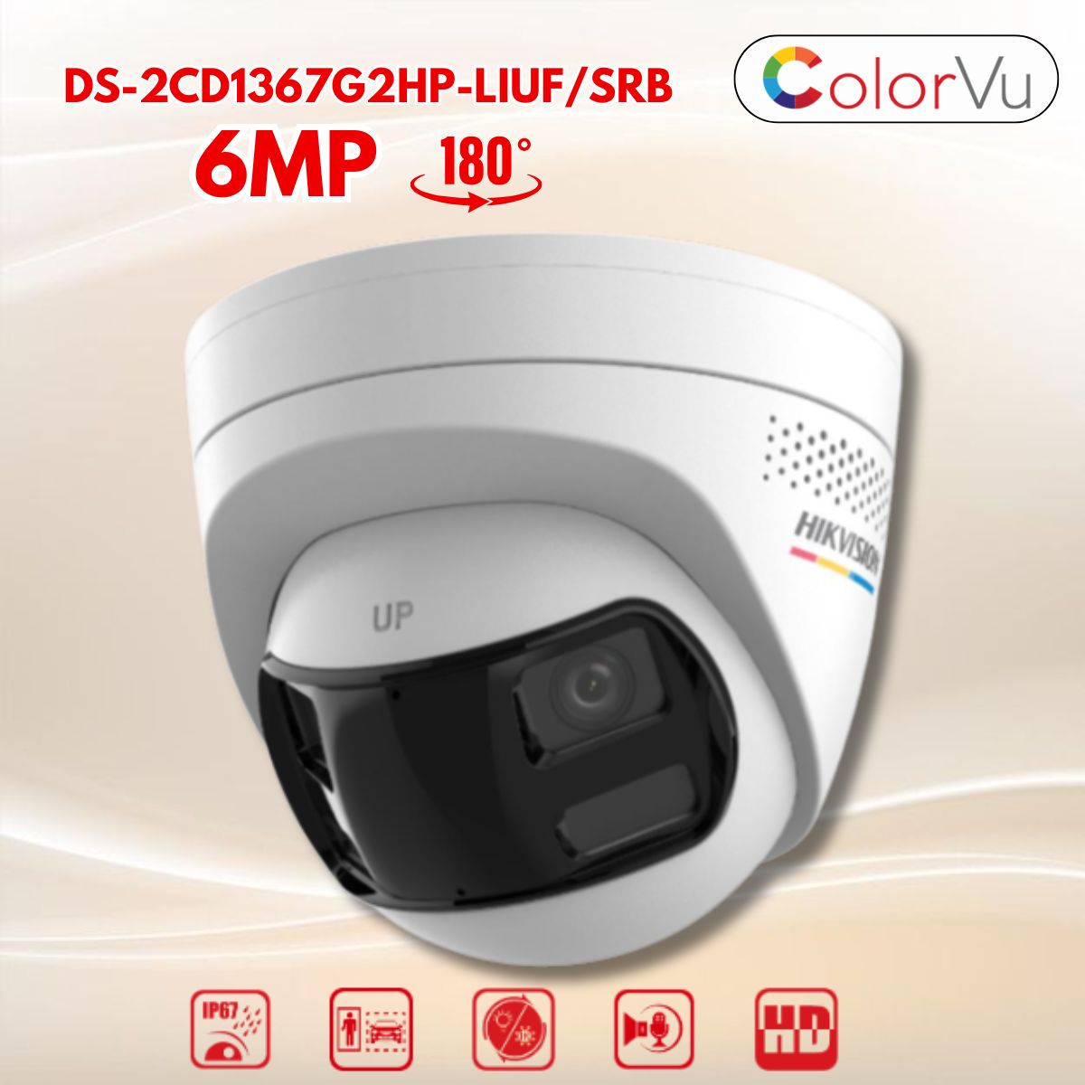 Camera IP 6MP Hikvision DS-2CD1367G2HP-LIUF/SRB